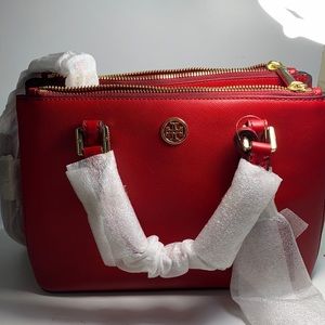 Tory Burch Red Mini Robinson Red Double Zip Tote